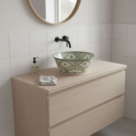 Handgjort Keramik Handfat Grön