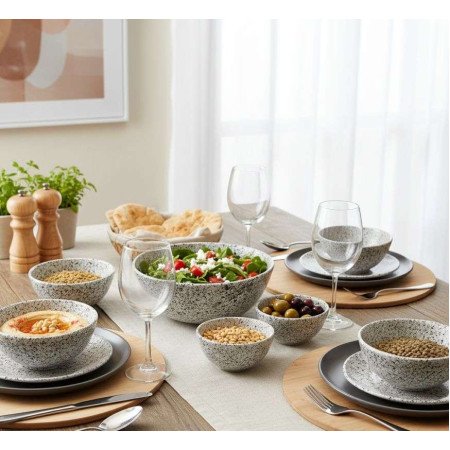 Keramik Skål Prickig Svart -Ø16cm