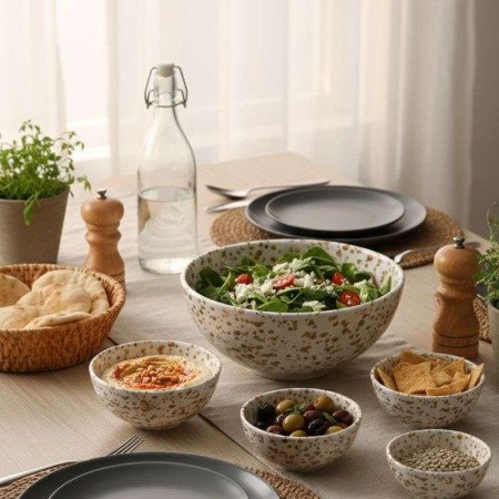 Keramik Skål Prickig Nougat -Ø12-16-20cm