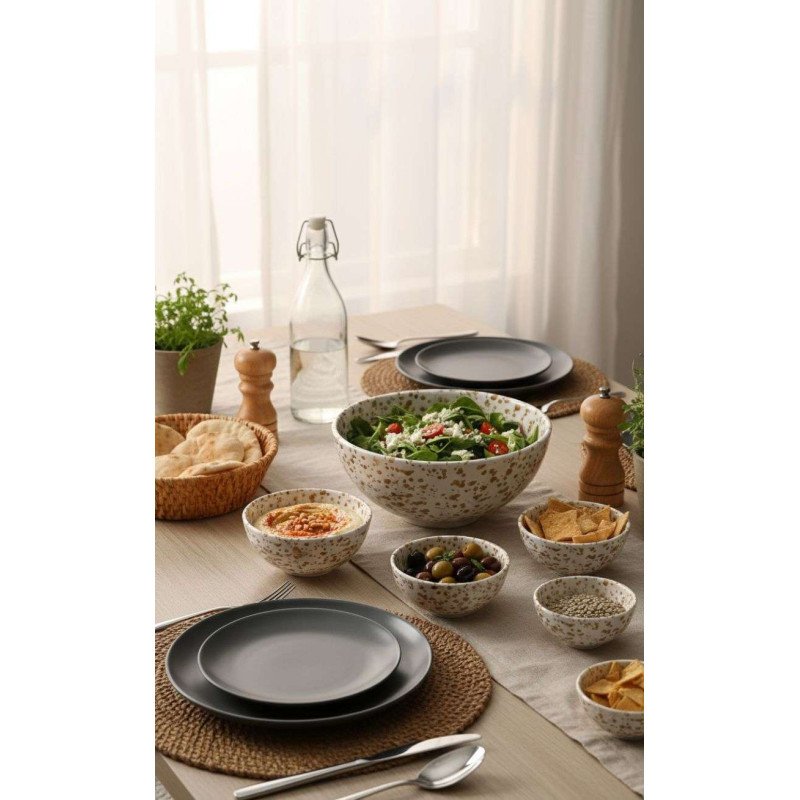 Keramik Skål Prickig Nougat -Ø12-16-20cm