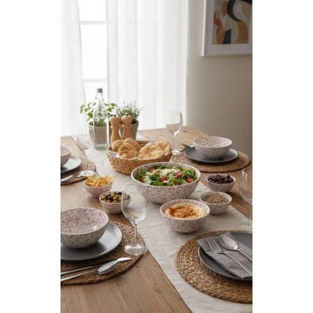 Keramik Skål Prickig Rosa -Ø12-16-20cm