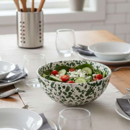 Keramik Skål Prickig Grön -Ø12-16-20cm