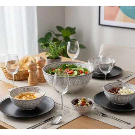 Keramikskål i Grått & Vitt -12,15,20cm