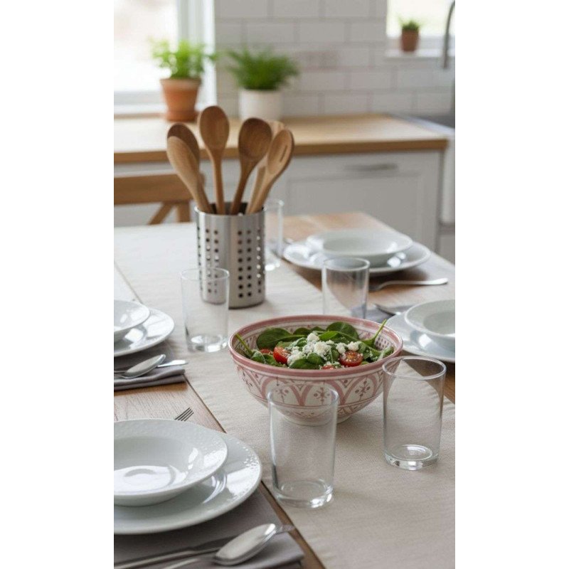 Keramikskål Rosa & Vit -12,15,20cm