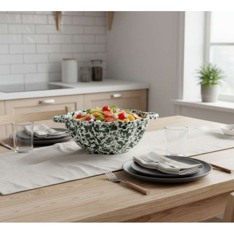 keramik Skål med handtag -Grön