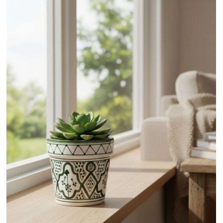 Keramik kruka Ø13,5 cm -Klassisk Grön