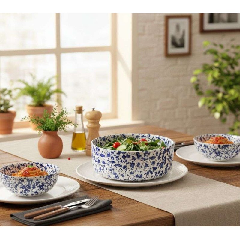 cylinder Keramikskål Blå vit 12,15,18,20cm