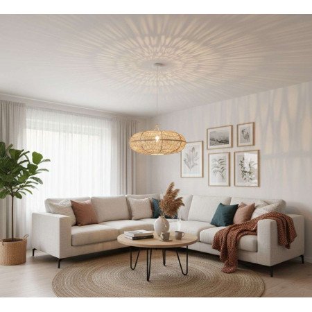 Taklampa i raffia Ø45 cm