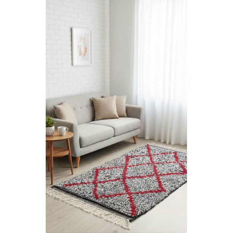 Boucherouite Matta – Handknuten i 100% Naturlig Textil