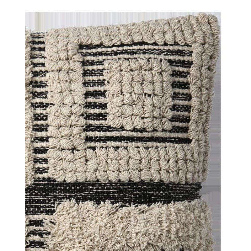 Kuddfodral 50x50 cm i återvunnen bomull | Dekorativa kuddfodral Elfenben/svart