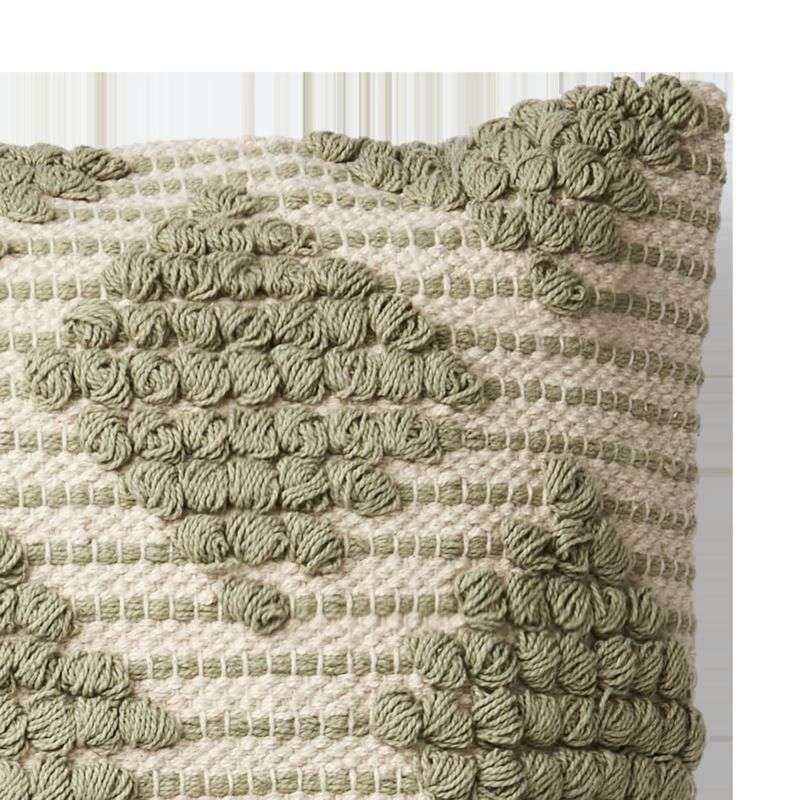 Kuddfodral 50x50 cm i återvunnen bomull | Dekorativa kuddfodral Grön/elfenben