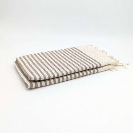 HAMAM HANDDUK -Randig Brun