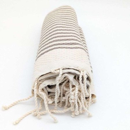 HAMAM HANDDUK -Randig Brun