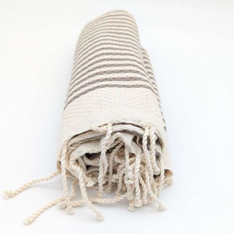 HAMAM HANDDUK -Randig Brun