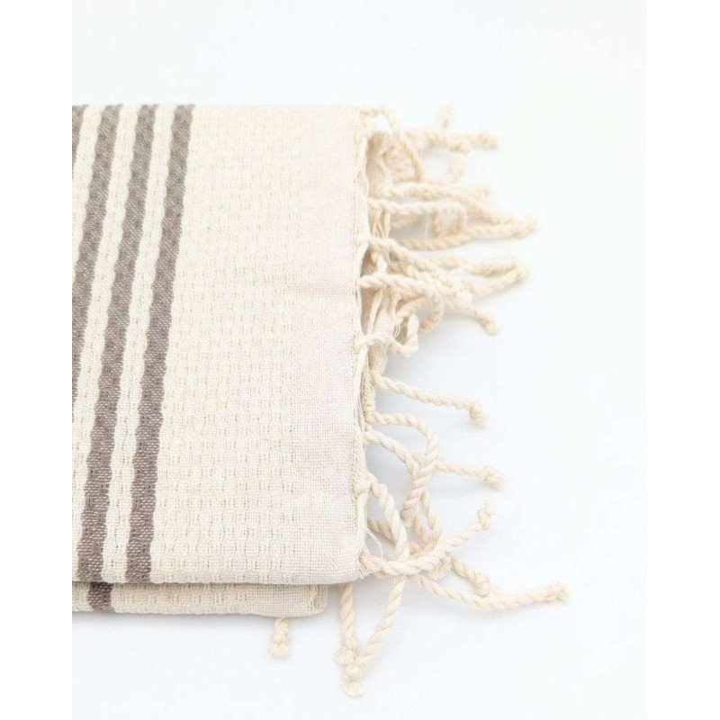 HAMAM HANDDUK -Randig Brun