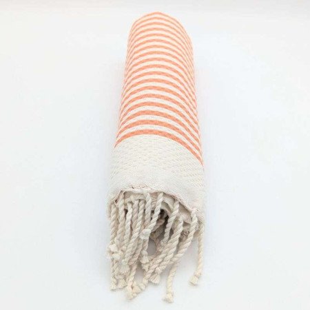 Hamamhandduk – Orange & Vit Randig