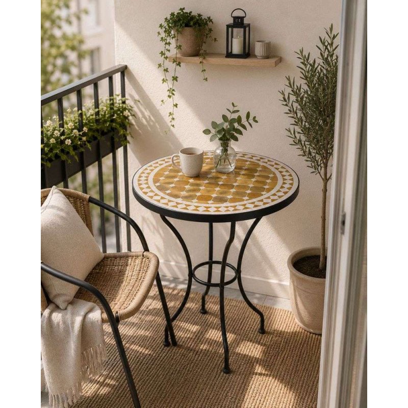 Mosaikbord 60cm -Honung sand