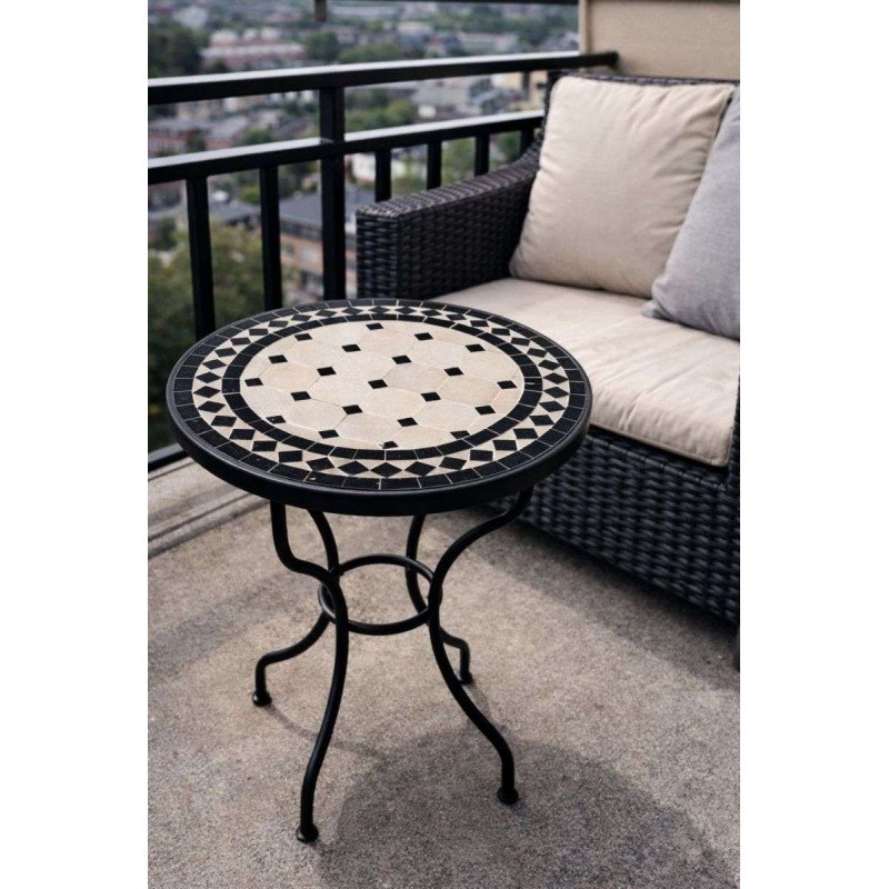 Mosaikbord 40cm beige-svart