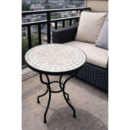 Mosaikbord 40cm  vit-beige