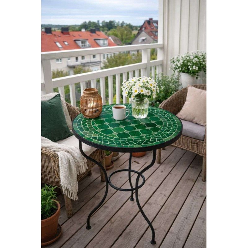 Mosaikbord 40cm -Olivgrön