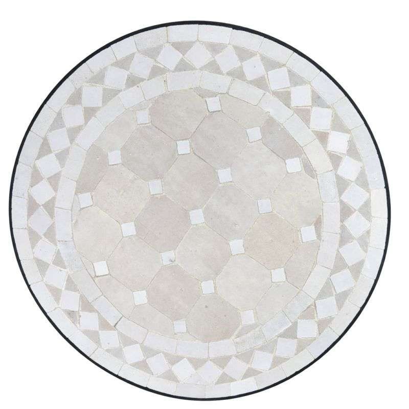Mosaikbord 40cm  vit-beige