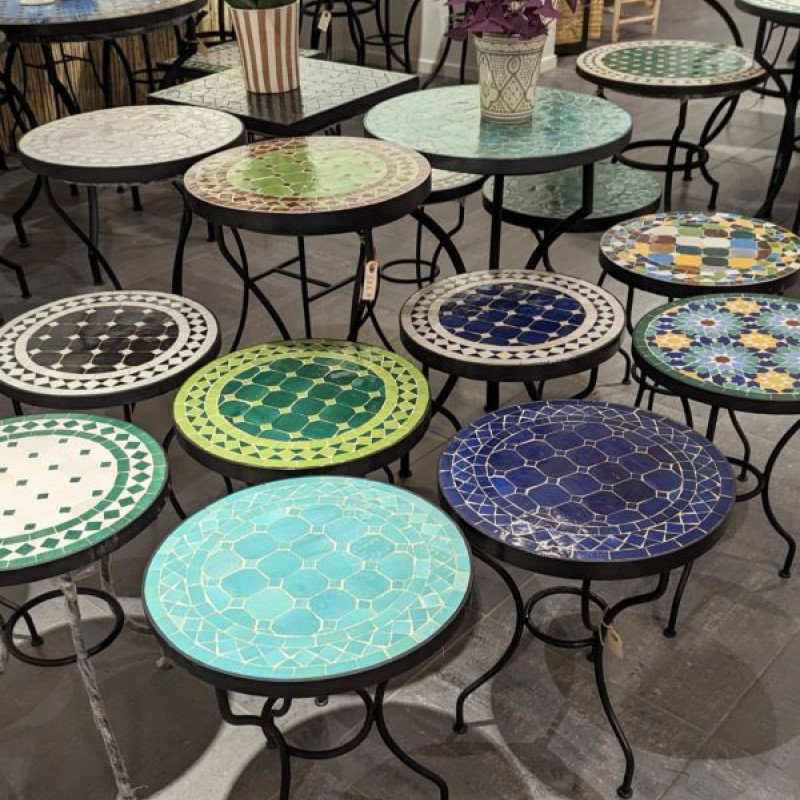 Mosaikbord Fiori blått, turkos, grönblått-Zellij -Ø40,60cm Mosaikbord Fiori blått, turkos, grönblått-Zellij -Ø40,60cm