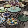 Mosaikbord Fiori blått, turkos, grönblått-Zellij -Ø40,60cm Mosaikbord Fiori blått, turkos, grönblått-Zellij -Ø40,60cm