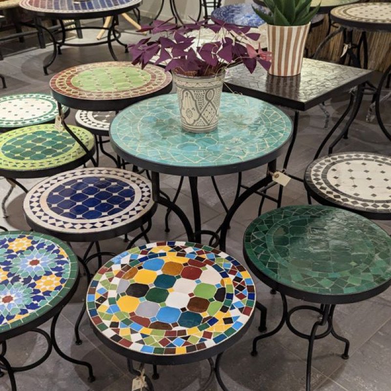 Mosaikbord Fiori blått, turkos, grönblått-Zellij -Ø40,60cm Mosaikbord Fiori blått, turkos, grönblått-Zellij -Ø40,60cm