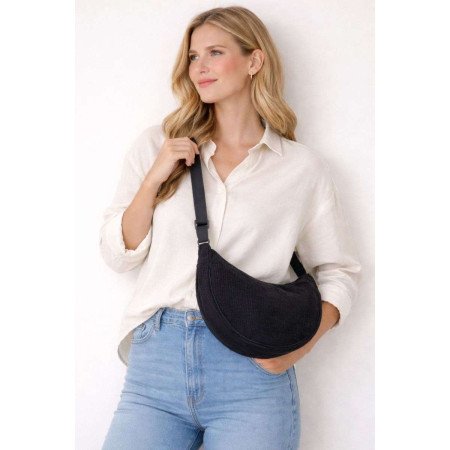 Halvmåneformad Axelremsväska - Svart