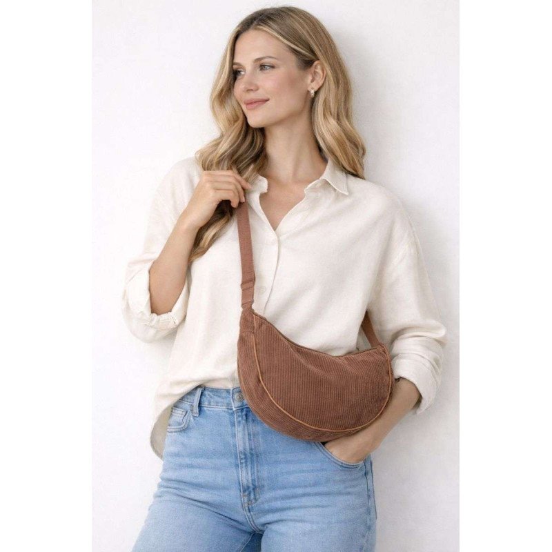 Halvmåneformad Axelremsväska - Brun