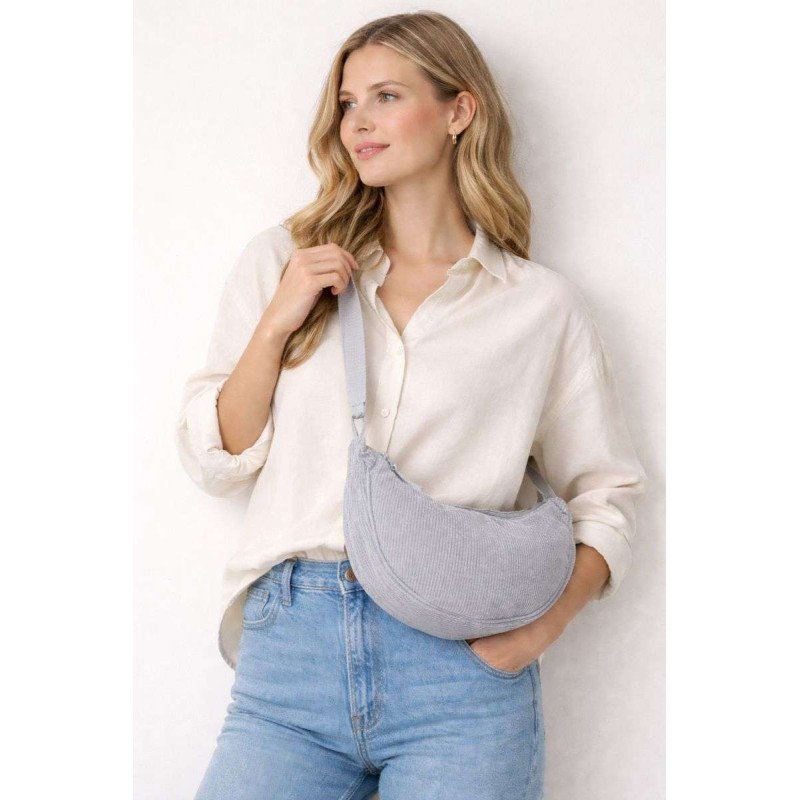 Halvmåneformad Axelremsväska - Grå