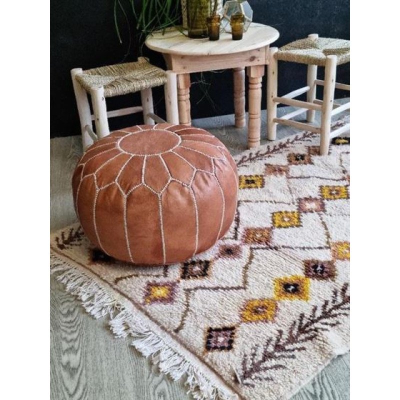 Sittpuff - Marockansk Läderpuff Cognac