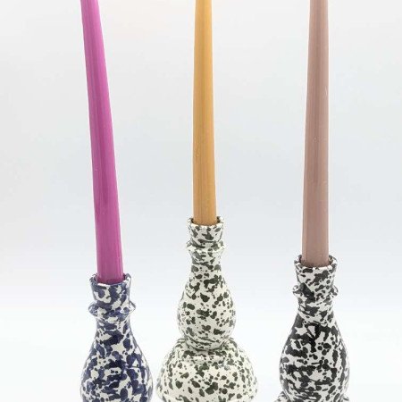 Ljusstake Lång -Prickig Grön