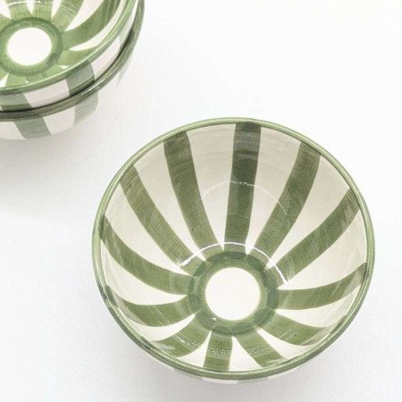 Keramik Skål Randig Grön -Ø12-16-18-20cm Keramik Skål Randig Grön -Ø12-16-18-20cm