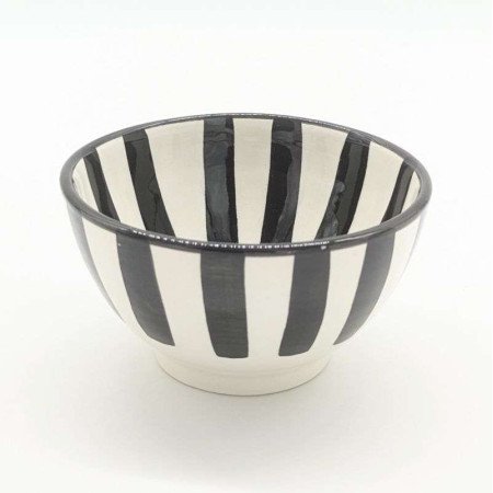 Keramik Skål Randig Svart -Ø12-16-18-20cm
