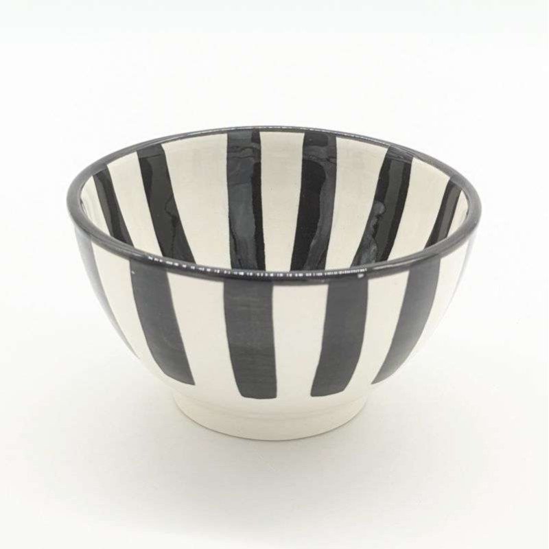 Keramik Skål Randig Svart -Ø12-16-18-20cm