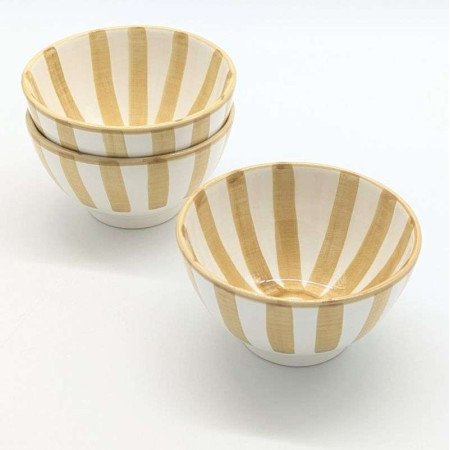 Keramik Skål Randig Sand -Ø12-16-18-20cm