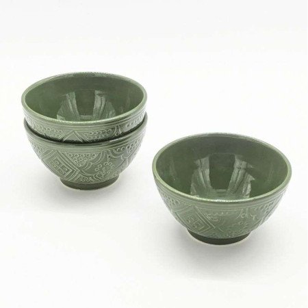 Skål graverade- Grön 12-20-25cm