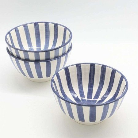 Keramik Skål Randig Blå -Ø12-16-18-20cm