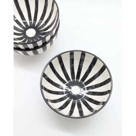 Keramik Skål Randig Svart -Ø12-16-18-20cm