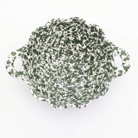 keramik Skål med handtag -Grön keramik Skål med handtag -Grön