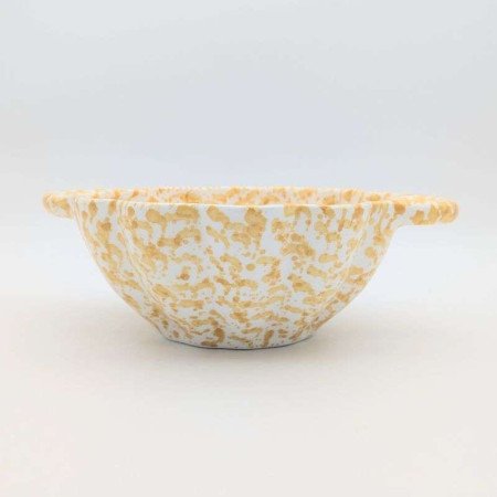 keramik Skål med handtag -Solgul keramik Skål med handtag -Solgul