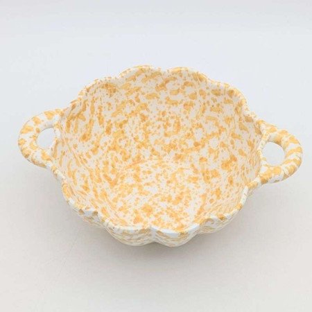 keramik Skål med handtag -Solgul keramik Skål med handtag -Solgul