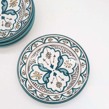 Assiett Ø22cm -turkos&vit