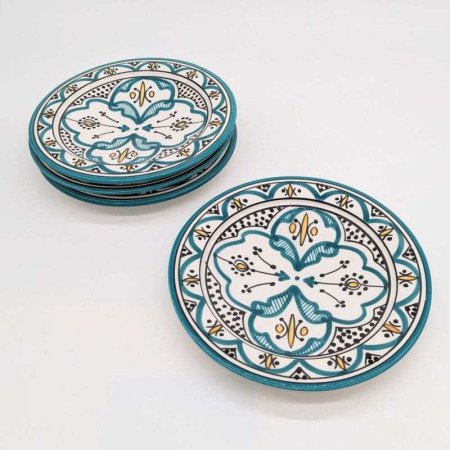 Assiett Ø22cm -turkos&vit