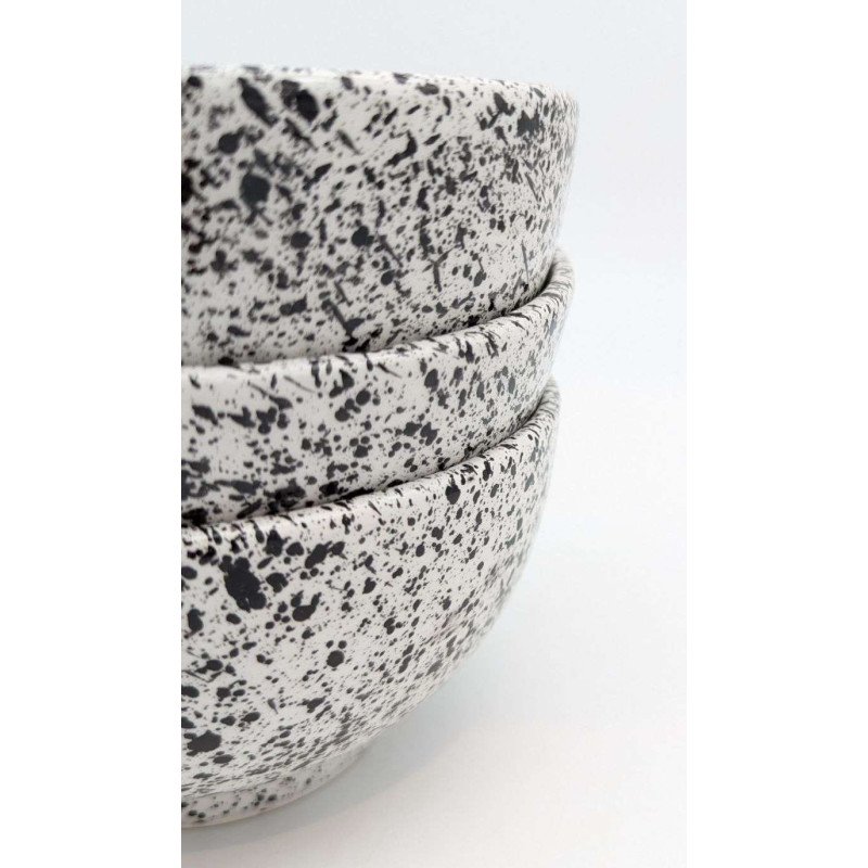 Keramik Skål Prickig Svart -Ø16cm