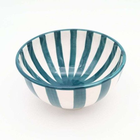 Keramik Skål Randig Turkos -Ø16cm Keramik Skål Randig Turkos -Ø16cm