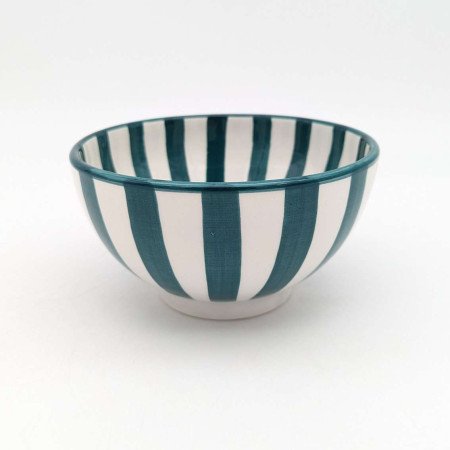 Keramik Skål Randig Turkos -Ø16cm Keramik Skål Randig Turkos -Ø16cm