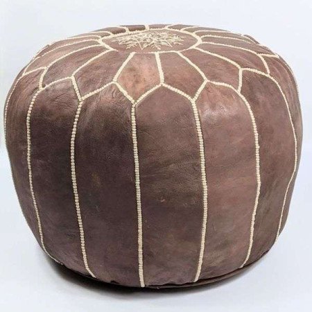 Läder Sittpuff Brun -Stor Läder Sittpuff Brun -Stor