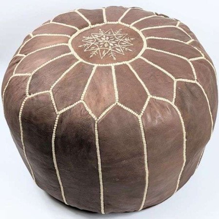 Läder Sittpuff Brun -Stor Läder Sittpuff Brun -Stor